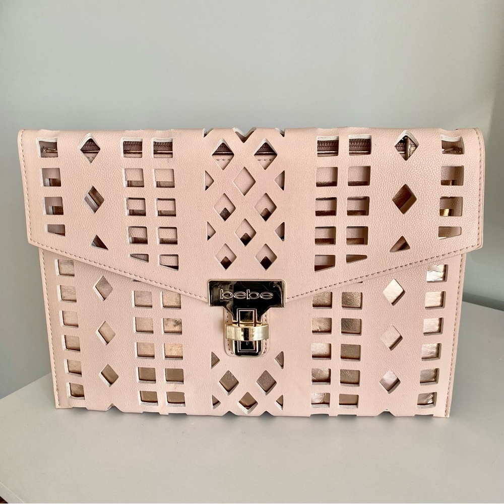 bebe Blush Rose Gold Clutch